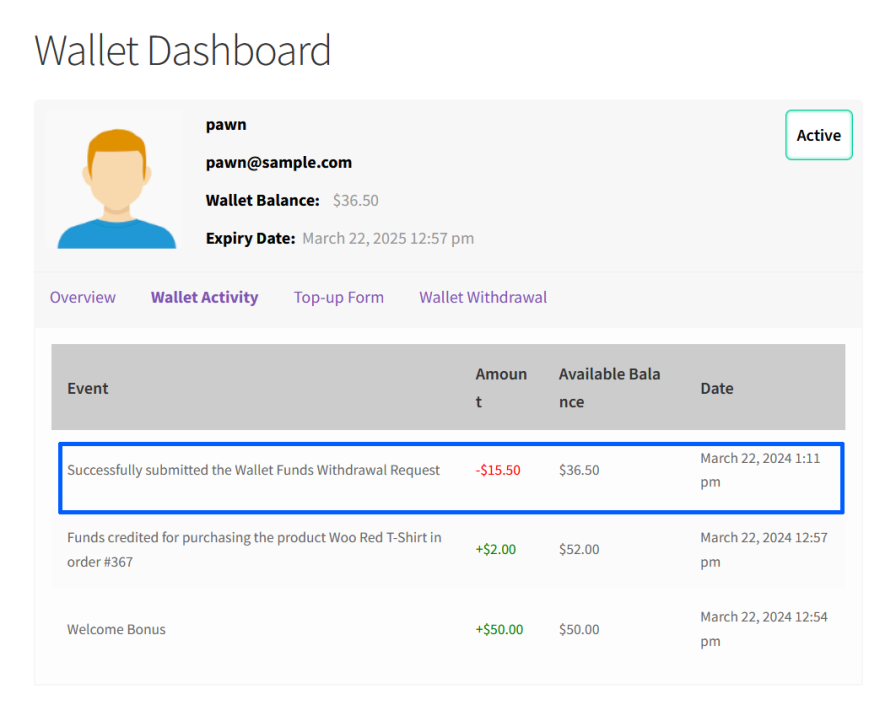 Withdrawal-Wallet-Activity